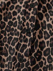 EMERY ROSE Áo sơ mi nữ cỡ lớn họa tiết da báo dáng rộng, cổ bẻ, mở phía trước. - Nhiều màu - Xem 5