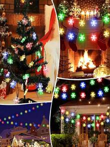 Solar Snowflake String Lights, 5m 20leds / 7m 50leds /12m 100leds Christmas Decorations, Multicolor 8 Lighting Modes, Outdoor Waterproof Garden Festive Decor, Romantic Atmosphere, For Courtyard, Patio, Holiday, Party, Christmas Tree Decoration - Snowflake - View 7