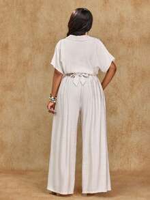 Brilight Women's Summer Sexy And Elegant Linen Two-Piece Set, South African Style Clothing, Suitable For Parties And Dates. V-Neck, Slim Fit Design, Leisure Vacation Y2K Party Style, Retro Fashion And Minimalist Style. New Product Launch. Multi-Purpose. Slim Fit Design. Suitable For Halloween Activities, Women's Beachwear, Women's Leisure Suits - Apricot - View 2