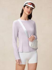 OutZeal 女士户外运动健身服长袖速干透气网眼修身圆领上衣 - 紫色 - 查看 8