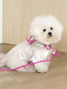 Transparent Rose Pink Waterproof Pet Raincoat For Dogs & Cats - Hot Pink - View 6