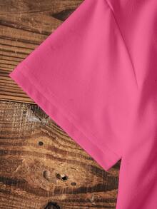 THE POWERPUFF GIRLS X SHEIN Conjunto de camiseta de manga corta con cuello redondo y pantalones cortos estampados a rayas con diseño de Flor, Burbujas y Buttercup para niña - Blanco - Ver 4