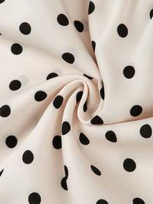 GlowEve 女士时尚优雅波点V领衬衫，适合度假穿着 - 米色 - 查看 7