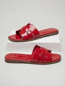 SANDALIA DE CHAROL TIPO "H" PARA DAMA MOD 11-01 - Rojo - Ver 4
