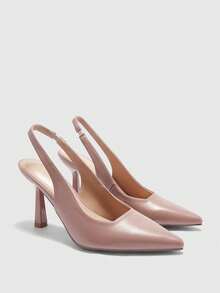 CUCCOO BIZCHIC Tacones altos de punta abierta, zapatos casuales de primavera para vacaciones de primavera, Pascua y Navidad - Rosa vieja - Ver 2