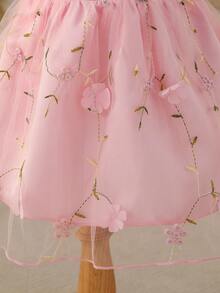 SHEIN Glamorique Kids Baby Girl Flower Bridesmaid Dress, Wedding, Flower Girl ,Elegant,Birthday Party, - Pink - View 1