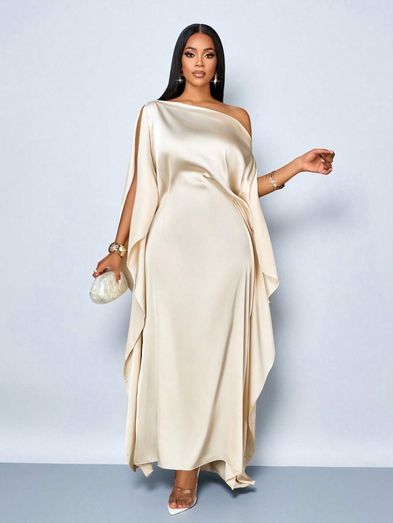 SOLERSUN فستان أنيق للنساء بتصميم غير متماثل للكتف...