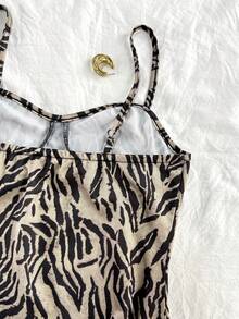 INAWLY Women's All-Over Print Casual Versatile Daily Wear Bodysuit - Khaki - View 3