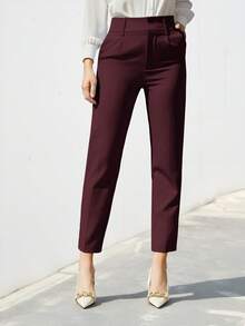 Aveloria Modichic Women's Solid Color Simple Daily Suit Pants  - Red - View 5