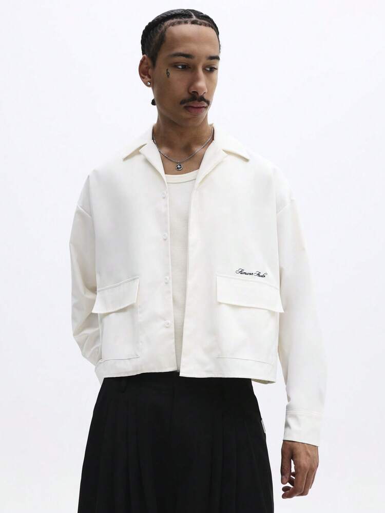 Long Sleeve Revere Collar Shirt With Pockets