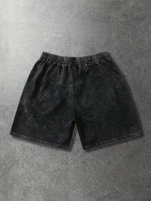 ROMWE MEN Street Life Men's Casual Street Style Rhinestone & Thorn Print Shorts - Black - View 2