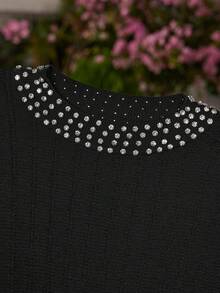 VOLUPTÉ CURVE Plus Size Fashionable Black Sleeveless Knit Vest, High-Quality Elegant Waistcoat For Women - Black - View 3