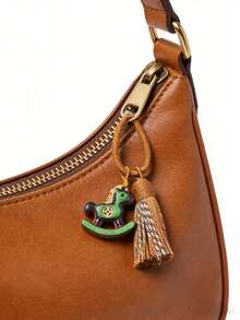 Madebyblanc 1 Pc Wooden Shaking Horse Charmant,Creative Keychain,Bag Charm Hanging Ornament For Luck Safety Blessing,For Home Wall Door Decoration, Anniversary Creative Decoration Hanging Ornaments,Home Decor ,Room Decor,Wall Decor(Rainbow-Colored/Deep Brown/Tan/Light Brown/Light Beige/Chestnut Brown) - Multicolor - View 2