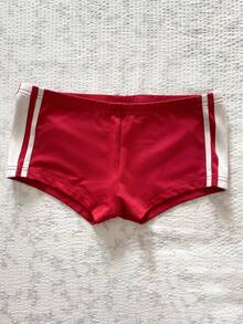 Attitoon 女士休闲性感紧身超低腰迷你短裤，适合夏季、运动、清爽型女孩、健身房穿着 - 紅色 - 查看 4