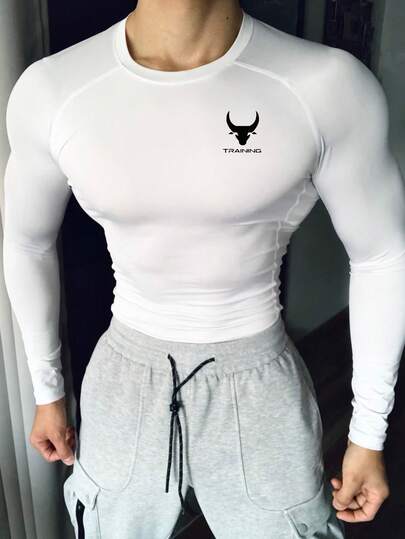 Manfinity Sport PWRUP 男士插肩袖圆领修身舒适运动T恤