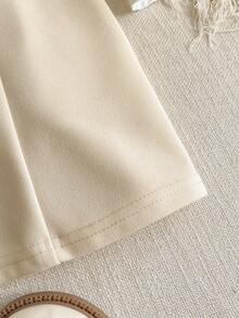 PrepCrw 1 chiếc đầm bé gái kiểu dáng tối giản, thoải mái, cổ bẻ, tay phồng, phối màu, thích hợp cho các buổi đi chơi, tụ họp, lễ hội, tiệc tùng, mùa thu, đông, xuân, hè. - Nhiều màu - Xem 6