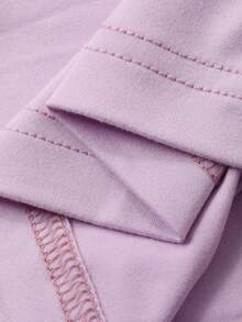 DAZY Áo thun nữ cổ chữ V dáng ôm, kiểu dáng cơ bản, thoải mái, thích hợp cho kỳ nghỉ biển, màu hồng, mùa xuân/hè. - Màu tím - Xem 7