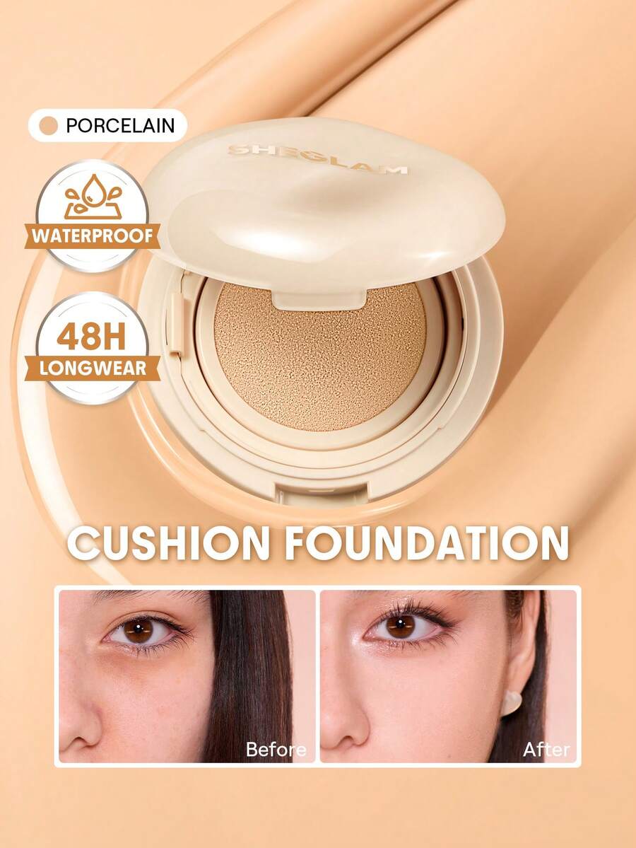 SHEGLAM Lock & Go Long-Lasting 氣墊粉餅-Porcelain 品牌 美容 化妝 化妝品 適合女性與女孩 完美搭配冬季 Y2K 時尚 流行 生日禮物 假期 派對準備就緒 最佳顏色