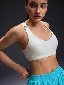 Powerista Áo ngực thể thao nữ đơn sắc tối giản hàng ngày (Họa tiết ngẫu nhiên) - Vàng nhạt - Xem 5