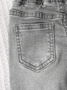 SHEIN 婴儿/幼儿男童灰色牛仔弹力紧身短裤 - 黑色 - 查看 6