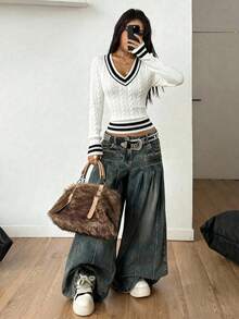 Coolane Women's Collegiate Style Casual Comfortable Sweater, Versatile, Suitable For Outings, Chic, Y2K - Multicolor - View 4
