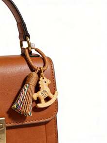 Madebyblanc 1 Pc Wooden Shaking Horse Charmant,Creative Keychain,Bag Charm Hanging Ornament For Luck Safety Blessing,For Home Wall Door Decoration, Anniversary Creative Decoration Hanging Ornaments,Home Decor ,Room Decor,Wall Decor(Rainbow-Colored/Deep Brown/Tan/Light Brown/Light Beige/Chestnut Brown) - Multicolor - View 6