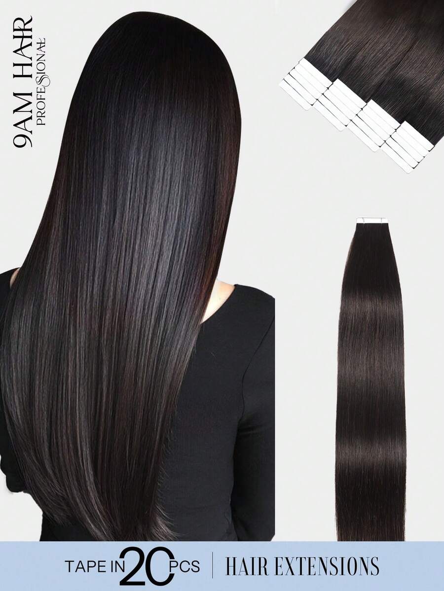 20 miếng băng dính thẳng 100% Remy tóc thật nối dài cho salon tóc mềm mượt liền mạch màu đen tự nhiên vô hình cho phụ nữ tóc mỏng băng dính chất lượng cao băng dính tóc nối tóc lâu trôi kẹp tóc hoa