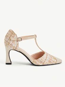 CUCCOO CHICEST 女士优雅尖头搭扣高跟鞋，适合通勤 - 杏色 - 查看 8