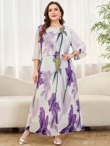 Reflora 大码优雅通勤印花连衣裙 - 彩色 - 查看 7