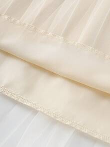 GlowEve 大码女式天鹅绒拼接网纱A字优雅日常通勤时尚法式街头复古百搭派对棕褐色拼接长袖连衣裙，早春 - 彩色 - 查看 8