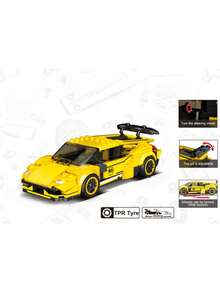 Yellow Famous Sports Car Building Blocks - Operable Parts & TPR Tyre Kit For Enthusiasts (Piece Count: 302pcs) - Multicolor - View 5