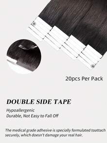 20 miếng băng dính thẳng 100% Remy tóc thật nối dài cho salon tóc mềm mượt liền mạch màu đen tự nhiên vô hình cho phụ nữ tóc mỏng băng dính chất lượng cao băng dính tóc nối tóc lâu trôi kẹp tóc hoa - S1 - Xem 5
