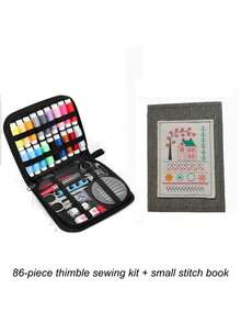 1pc Embroidery Pattern Book With 86 Pcs Thread Needle DIY Sewing Kit Starter Set For Beginners Handcraft Hobby Stitching Crafting Supplies Embroidering Tool Gift - Multicolor - View 12