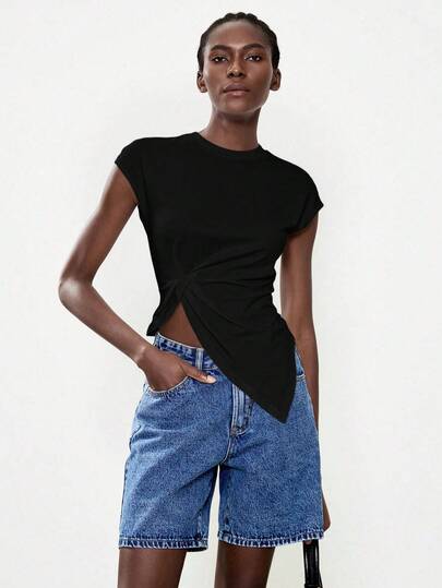 Lumivelle Camiseta blanca elegante y minimalista para mujer, adecuada para el uso diario, de moda y versátil