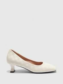 CUCCOO BIZCHIC Women's Elegant Commuting Minimalist Square Toe Pumps Spring Shoes - Beige - View 2