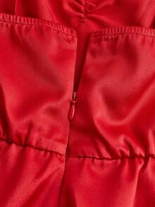 SHEIN Tween Girls Halter Bow Elegant Dress - Red - View 3