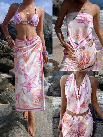 Opulessa Blusa de mujer con estampado tejido, adecuada para vacaciones de primavera/verano