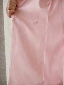 MOTF PREMIUM 2PCS WOMEN'S FASHIONABLE WAIST CINCHED BLAZER AND WIDE LEG SUIT PANTS, PINK - Pink - View 7