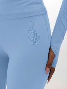 BABYPHAT Quần legging ống loe cạp cao, dễ mặc, mang lại sự thoải mái và phong cách mỗi ngày. - Màu xanh nhạt - Xem 5