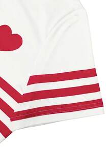 Resyla 标准版型心形条纹数码印花短袖T恤 - 彩色 - 查看 4