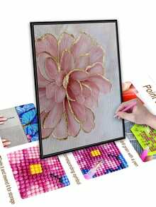 5D DIY钻石画美丽花卉，钻石艺术套装马赛克家居装饰墙画，圣诞节、情人节、万圣节、感恩节礼物 - 彩色 - 查看 4