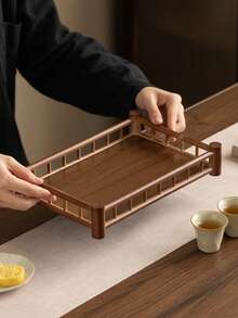 1 Khay gỗ óc chó có tay cầm, dùng để đựng thức ăn, đồ ăn nhẹ, đồ uống, sushi, bít tết, pizza, món tráng miệng, bánh ngọt, bánh mì, khay ăn sáng, khay cà phê, khay trà, đĩa đựng đồ nguội. - Màu Tím - Xem 3