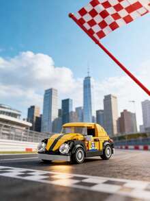 MINKOJA Yellow & Black Retro Beetle-Style Car Building Blocks (308PCS) - Operable Parts Kit With TPR Tyre - Multicolor - View 2