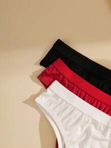 NudeFit 3pcs/Pack Plus Size Solid Color Minimalist Everyday Basic Briefs - Multicolor - View 7