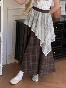 DAZY Teen Girls Plaid Minimalist Casual Skirt