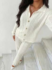 Glamine Women's Lightweight Cardigan With Hollow Textured Buttons, Loose Casual Women Knit Cardigan Sweater, Spring/Autumn - Apricot - View 1