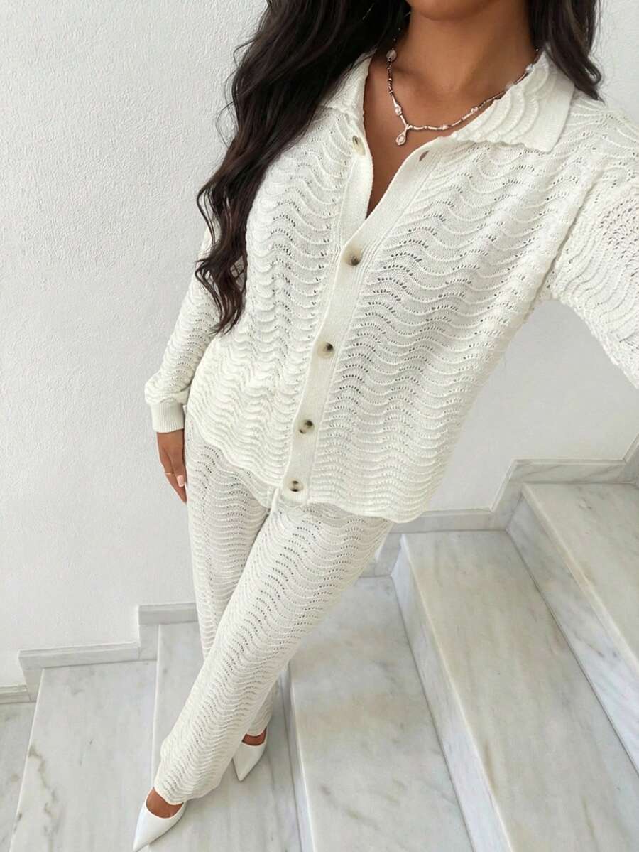 Glamine Women's Lightweight Cardigan With Hollow Textured Buttons, Loose Casual Women Knit Cardigan Sweater, Spring/Autumn - Apricot - View 1