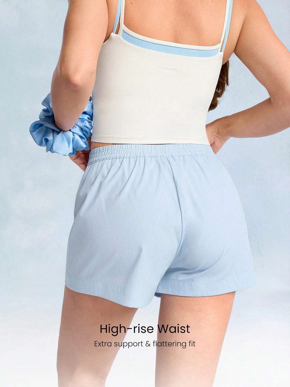 Lounge Lover High Waist Cotton-Blend Faux Front Placket Button Detail Boxer Shorts Daily Casual Wear