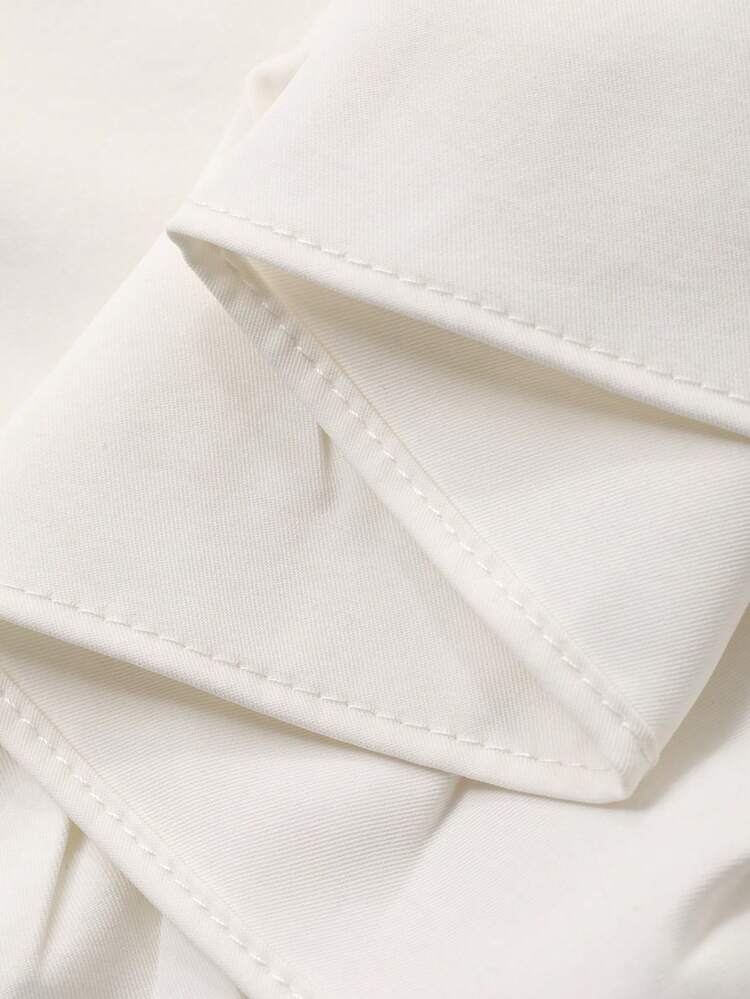 Casual Versatile Solid Color Ruffle Hem Skirt For Teen Girls