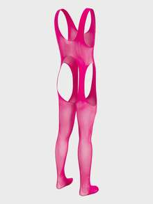 WENEZON Men's Sexy Hollow-Out Design Jumpsuit In Magenta Valentine's Day Gifts - Hot Pink - View 6